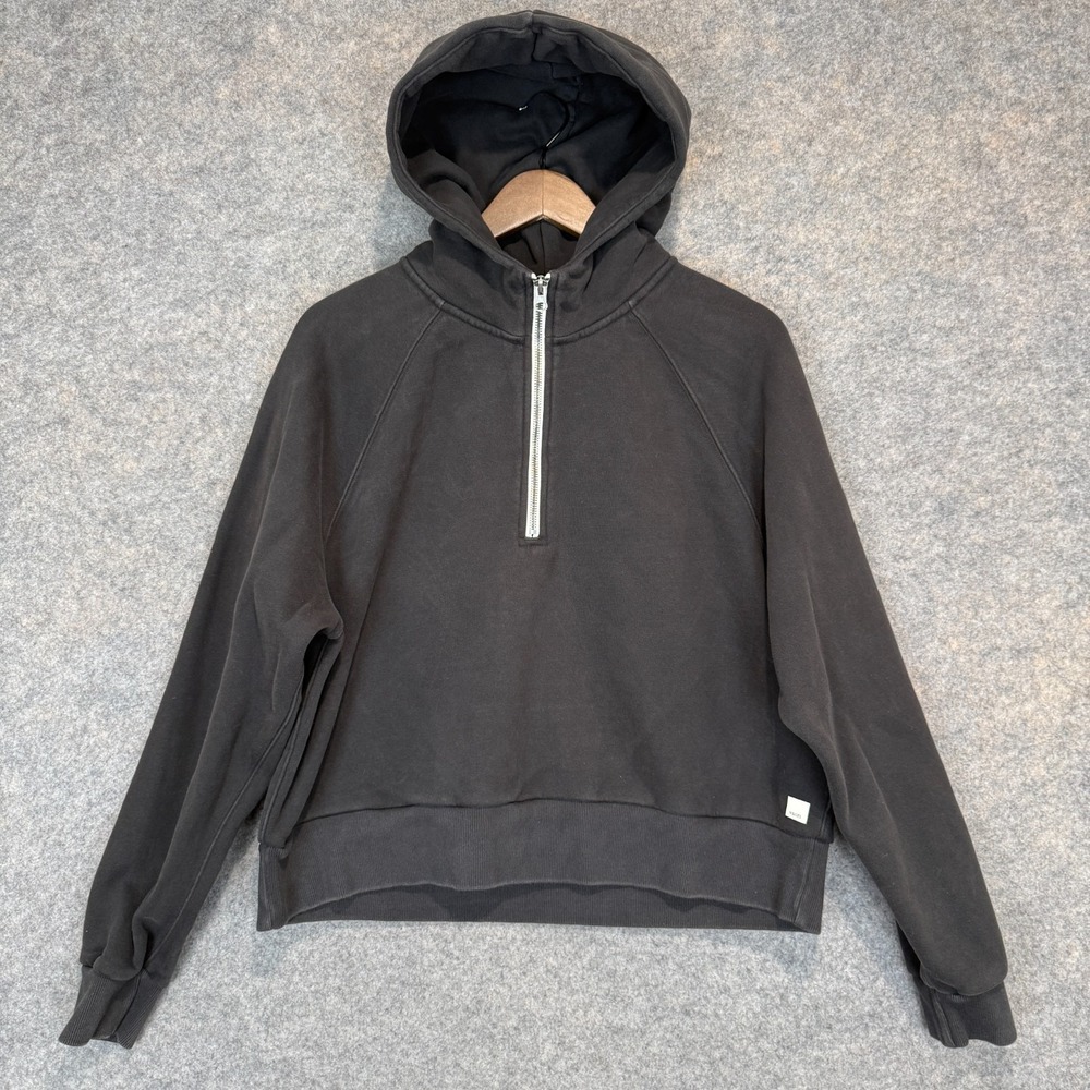 Vuori Half Zip Hoodie Sweatshirt Womens XL Fleece Relaxed Black VW288 Outdoor